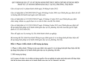 Thông tư 193/2014/TT-BTC quản lý sử dụng kinh phí biện pháp xử lý hành chính giáo dục xã phường thị trấn