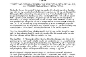 Chỉ thị 30/CT-UBND 2014 phòng chống dịch gia súc gia cầm Hải Phòng