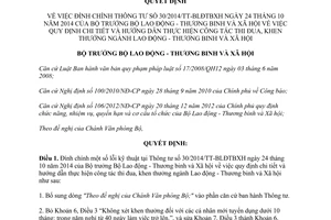 Quyết định 1647/QĐ-LĐTBXH năm 2014 đính chính 30/2014/TT-BLĐTBXH công tác thi đua khen thưởng ngành Lao động