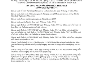 Nghị quyết 13/2014/NQ-HĐND Quỹ Đầu tư phát triển bảo lãnh tín dụng doanh nghiệp nhỏ vừa Thừa Thiên Huế