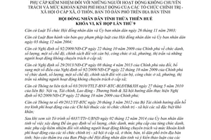 Nghị quyết 15/2014/NQ-HĐND số lượng chức danh mức phụ cấp những người hoạt động không chuyên trách Thừa Thiên Huế