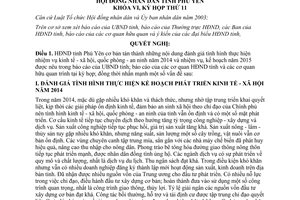 Nghị quyết số 119/2014/NQ-HĐND nhiệm vụ kinh tế xã hội quốc phòng an ninh 2015 Phú Yên