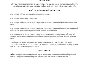 Quyết định 3945/QĐ-UBND thủ tục hành chính lĩnh vực đất đai và đo đạc bản đồ Hà Tĩnh 2014