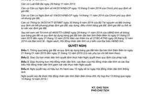 Nghị quyết 353/2014/NQ-HĐND bảng giá đất quy định áp dụng bảng giá đất tỉnh Điện Biên 2015 - 2019