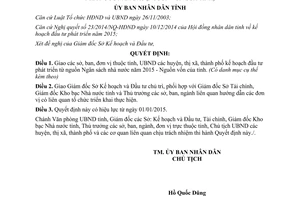 Quyết định 4126/QĐ-UBND đầu tư phát triển nguồn Ngân sách nhà nước năm 2015 Bình Định