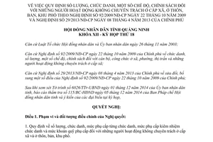 Nghị quyết 179/2014/NQ-HĐND chính sách người hoạt động không chuyên trách Quảng Ninh