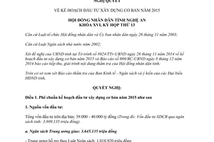 Nghị quyết 146/2014/NQ-HĐND kế hoạch đầu tư xây dựng cơ bản năm 2015 Nghệ An