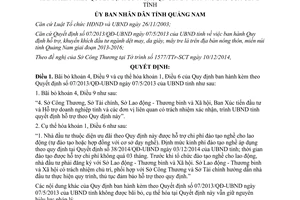 Quyết định 3938/QĐ-UBND năm 2014 sửa đổi 07/2013/QĐ-UBND đầu tư ngành dệt may da giày mây tre lá Quảng Nam