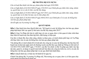 Quyết định 1484/QĐ-BXD 2014 rà soát hệ thống hóa văn bản pháp luật thuộc quản lý nhà nước Bộ Xây dựng năm 2015