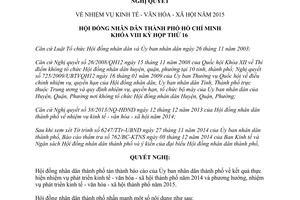 Nghị quyết 28/NQ-HĐND năm 2014 nhiệm vụ kinh tế văn hóa xã hội năm 2015 thành phố Hồ Chí Minh