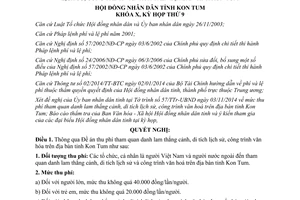 Nghị quyết 37/2014/NQ-HĐND thu phí tham quan danh lam thắng cảnh di tích lịch sử văn hóa Kon Tum