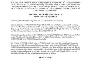 Nghị quyết 146/2014/NQ-HĐND sửa đổi 33/2010/NQ-HĐND người hoạt động không chuyên trách Đắk Lắk