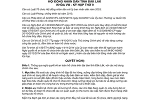 Nghị quyết 141/2014/NQ-HĐND an toàn hồ chứa Đắk Lắk