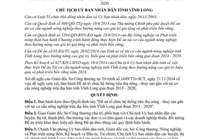 Quyết định 1883/QĐ-UBND 2014 tiêu thụ nông thuỷ sản tái cơ cấu nông nghiệp Vĩnh Long 2015 2020