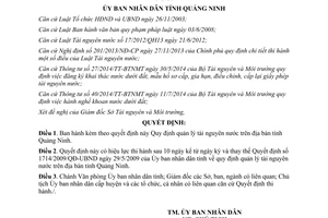 Quyết định 3063/2014/QĐ-UBND quản lý tài nguyên nước Quảng Ninh