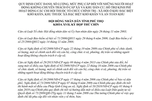 Nghị quyết 11/2014/NQ-HĐND chức danh mức phụ cấp người hoạt động không chuyên trách cấp xã Phú Thọ