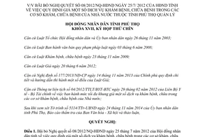 Nghị quyết 15/NQ-HĐND 2014 bãi bỏ Nghị quyết 08/2012/NQ-HĐND giá dịch vụ khám chữa bệnh Phú Thọ
