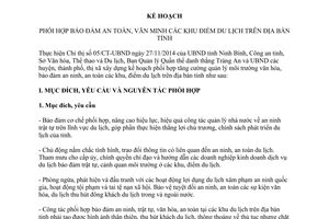 Kế hoạch liên ngành 1181/KHLN-CA-VHTTDL bảo đảm an toàn văn minh khu điểm du lịch Ninh Bình 2014