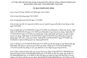 Quyết định 4226/QĐ-UBND phê duyệt đồ án quy hoạch xây dựng vùng Hà Tĩnh 2030 2050 2014