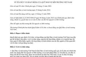 Quyết định 78/2014/QĐ-TTg tổ chức hoạt động Quỹ Bảo vệ môi trường Việt Nam