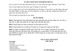 Quyết định 60/2014/QĐ-UBND định mức chi hoạt động đơn vị cấp tỉnh Bình Thuận phân bổ chi ngân sách cấp dưới 2015