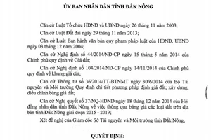 Quyết định 31/2014/QĐ-UBND bảng giá đất tỉnh Đắk Nông 2015 2019