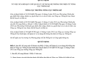 Quyết định 1433/QĐ-TCTK 2014 sửa đổi Quy chế quản lý sử dụng hệ thống thư điện tử