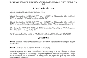 Quyết định 803/QĐ-UBND 2014 Kế hoạch thực hiện đề án tái cơ cấu ngành thủy lợi Gia Lai