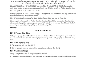 Thông tư 51/2014/TT-BNNPTNT điều kiện bảo đảm an toàn thực phẩm phương thức quản lý cơ sở sản xuất nhỏ lẻ