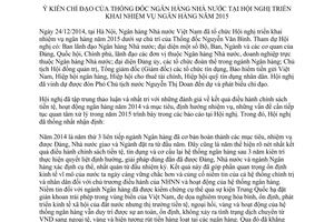 Thông báo 397/TB-NHNN 2014 chỉ đạo triển khai nhiệm vụ ngân hàng 2015