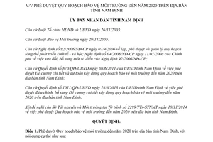 Quyết định 2559/QĐ-UBND quy hoạch bảo vệ môi trường đến Nam Định