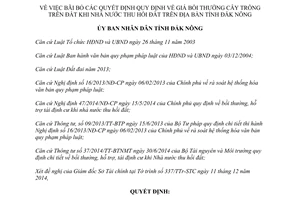 Quyết định 1985/QĐ-UBND bãi bỏ Quyết định giá bồi thường cây trồng khi thu hồi đất Đắk Nông 2014