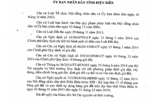 Quyết định 36/2014/QĐ-UBND bảng giá đất áp dụng bảng giá đất 2015 2019 Điện Biên