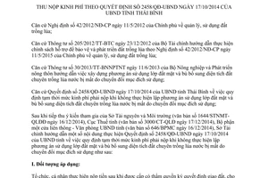 Hướng dẫn 02/HD-STC thu nộp kinh phí Quyết định 2458/QĐ-UBND Thái Bình