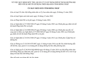 Quyết định 38/2014/QĐ-UBND mức thu quản lý sử dụng phí sử dụng đường bộ xe mô tô Đồng Tháp