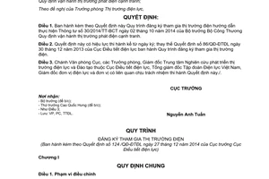 Quyết định 124/QĐ-ĐTĐL năm 2014 Quy trình đăng ký tham gia thị trường điện Cục Điều tiết điện lực