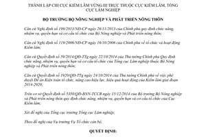 Quyết định 5666/QĐ-BNN-TCCB năm 2014 thành lập Chi cục Kiểm lâm vùng III trực thuộc Cục Kiểm lâm Tổng cục Lâm nghiệp