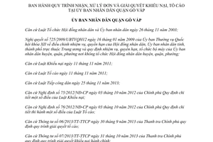 Quyết định 02/2014/QĐ-UBND Quy trình nhận xử lý đơn giải quyết khiếu nại tố cáo Gò Vấp Hồ Chí Minh