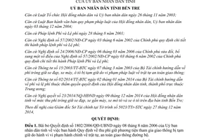 Quyết định 2677/QĐ-UBND năm 2014 bãi bỏ Quyết định 1802/2006/QĐ-UBND thu phí trông giữ xe tỉnh Bến Tre