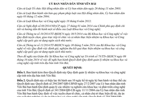 Quyết định 38/2014/QĐ-UBND quản lý nhiệm vụ khoa học công nghệ tỉnh Yên Bái