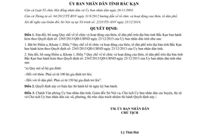 Quyết định 30/2014/QĐ-UBND tổ chức hoạt động của thôn tổ dân phố Bắc Kạn