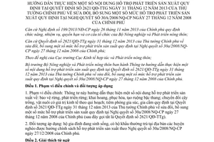 Thông tư 52/2014/TT-BNNPTNT hướng dẫn hỗ trợ phát triển sản xuất tại Quyết định 2621/QĐ-TTg