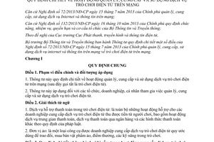 Thông tư 24/2014/TT-BTTTT hướng dẫn quản lý cung cấp và sử dụng dịch vụ trò chơi điện tử trên mạng