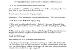 Thông tư 53/2014/TT-BYT hoạt động y tế trên môi trường mạng