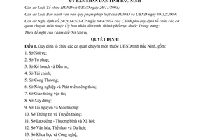 Quyết định 544/2014/QĐ-UBND cơ quan chuyên môn Ủy ban nhân dân tỉnh Bắc Ninh