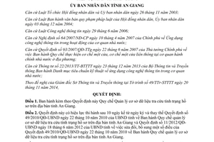 Quyết định 44/2014/QĐ-UBND Quản lý cơ sở dữ liệu tra cứu tình trạng hồ sơ tỉnh An Giang