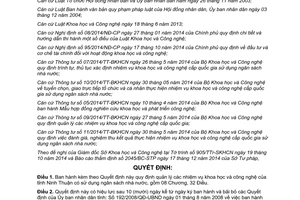 Quyết định 105/2014/QĐ-UBND nhiệm vụ khoa học công nghệ có sử dụng ngân sách nhà nước Ninh Thuận