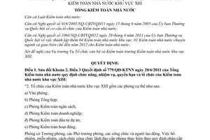 Quyết định 2260/QĐ-KTNN năm 2014 sửa đổi Quyết định 779/QĐ-KTNN Kiểm toán nhà nước khu vực XIII