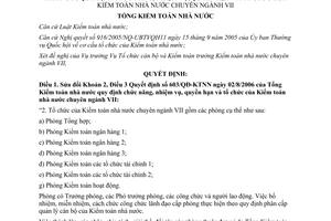 Quyết định 2247/QĐ-KTNN 2014 sửa đổi 603/QĐ-KTNN quyền hạn tổ chức Kiểm toán nhà nước VII