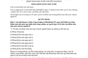 Quyết định 2242/QĐ-KTNN năm 2014 sửa đổi Quyết định 598/QĐ-KTNN Kiểm toán nhà nước chuyên ngành II